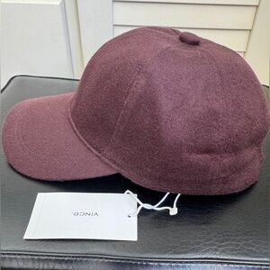 Vince Cashmere Baseball Cap mens X/XL leather trim in Fig